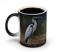 FZMVSQH Heron Magic Tazza da caffè personalizzata, cambia colore, sensibile al calore, con manico, 325 ml, divertente, in ceramica, per tè, latte, cacao