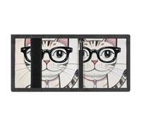 FZMVSQH Hipster Cat Kitten Portafoglio da uomo a tre ante minimalista, portafoglio da uomo, con blocco RFID, 8 porta carte di credito, 1 tasca per banconote, tasca portamonete e finestra d'identità