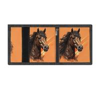 FZMVSQH Horse Head - Portafoglio da uomo a tre pieghe, minimalista, con blocco RFID, 8 porta carte di credito, 1 tasca per banconote, portamonete e finestra per documenti, portafogli sottili in velcro