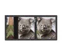FZMVSQH Koala Bear - Portafoglio da uomo a tre pieghe, minimalista, con blocco RFID, 8 porta carte di credito, 1 tasca per banconote, portamonete e finestra per documenti, portafogli sottili in velcro