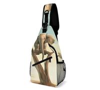 FZMVSQH Little Elephant on Tree Borsa a tracolla con blocco RFID Zaino casual a tracolla impermeabile Borsa da petto leggera Zaino da trekking Zaino da uomo Borsa da viaggio Borse a tracolla per donne