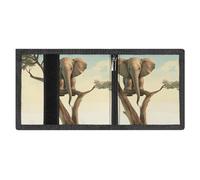 FZMVSQH Little Elephant on Tree - Portafoglio da uomo a tre pieghe, minimalista, con blocco RFID, 8 porta carte di credito, 1 tasca per banconote, portamonete e finestra per documenti, portafogli