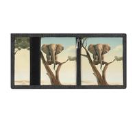 FZMVSQH Little Elephant on Tree - Portafoglio da uomo a tre pieghe, minimalista, con blocco RFID, 8 porta carte di credito, 1 tasca per banconote, portamonete e finestra per documenti, portafogli