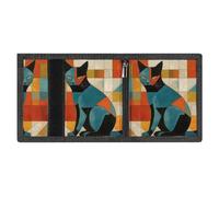 FZMVSQH Modern Art Cat Portafoglio da uomo a tre ante minimalista, portafoglio da uomo, con blocco RFID, 8 porta carte di credito, 1 tasca per banconote, tasca portamonete e finestra d'identità
