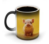 FZMVSQH Piggy Is Jumping Magic Tazza da caffè tazze personalizzate cambia colore tazza sensibile al calore che cambia tazze da caffè con manico, 325 ml, divertente tazza in ceramica per tè/latte/latte