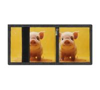 FZMVSQH Piggy Is Jumping - Portafoglio da uomo a tre pieghe, minimalista, con blocco RFID, 8 porta carte di credito, 1 tasca per banconote, portamonete e finestra per documenti, portafogli sottili in