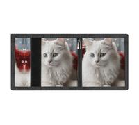 FZMVSQH Portafoglio minimalista da uomo a tre ante con gatto bianco carino per uomo, portafogli con blocco RFID, 8 porta carte di credito, 1 tasca per banconote, tasca portamonete e finestra per