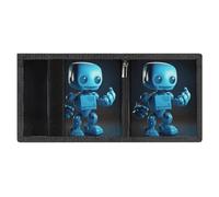 FZMVSQH Portafoglio minimalista da uomo a tre ante con robot blu carino per uomo, portafogli con blocco RFID, 8 porta carte di credito, 1 tasca per banconote, tasca portamonete e finestra per