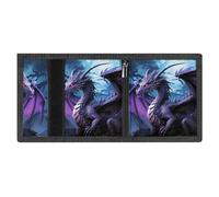 FZMVSQH Purple Dragon Purple Moon - Portafoglio minimalista da uomo, a tre pieghe, con blocco RFID, 8 porta carte di credito, 1 tasca per banconote, portamonete e finestra per documenti, portafogli