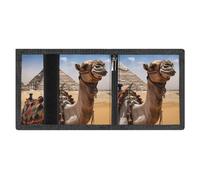 FZMVSQH Pyramid Camel - Portafoglio da uomo a tre pieghe, minimalista, con blocco RFID, 8 porta carte di credito, 1 tasca per banconote, portamonete e finestra per documenti, portafogli sottili in