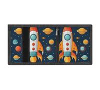 FZMVSQH Rocket Clipart Space Ship Portafoglio da uomo a tre ante portafoglio minimalista per gli uomini, portafogli con blocco RFID, 8 porta carte di credito 1 tasca per banconote tasca portamonete e