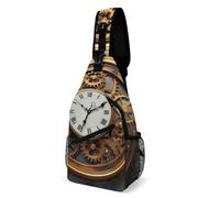 FZMVSQH Rusty Steampunk Clock Crossbody Bag Rfid Bloccaggio Casual Spalla Sling Zaino Impermeabile Borsa Petto Zaino Leggero Trekking Zaino Uomo Borsa Da Viaggio Sling Borse per Donne Uomini