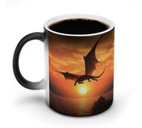 FZMVSQH Sea Sunset Flying Dragon Magic Tazza da caffè tazze personalizzate che cambiano colore tazza sensibile al calore che cambia tazze da caffè con manico, 325 ml, divertente tazza in ceramica per