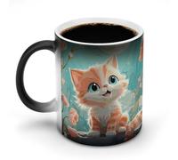 FZMVSQH Simpatici gatti magici tazze da caffè tazze personalizzate che cambiano colore tazza sensibile al calore che cambia tazze da caffè con manico, tazza divertente in ceramica per tè/latte/latte
