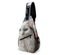 FZMVSQH Simpatico gatto bianco borsa a tracolla blocco RFID zaino casual a tracolla zaino impermeabile borsa da petto leggero zaino da trekking zaino uomo borsa da viaggio borse a tracolla per donne