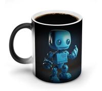 FZMVSQH Simpatico robot blu magico tazza da caffè tazze personalizzate cambia colore tazza sensibile al calore che cambia tazze da caffè con manico tazze da 325 ml divertente tazza in ceramica per tè