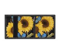 FZMVSQH Sunflowers With Blue Butterflies Mens Trifold Wallet Minimalist Wallet for Men, Rfid Blocking Wallets, 8 porta carte di credito, 1 tasca per banconote tasca portamonete e finestra Id, Slim
