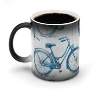 FZMVSQH Tazza da caffè magica blu con bicicletta tazza personalizzata cambia colore tazza sensibile al calore che cambia tazze da caffè con manico tazze da 325 ml divertente tazza in ceramica per tè