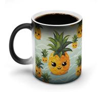 FZMVSQH Tazza da caffè magica con ananas carino, tazza da caffè personalizzata, cambia colore, sensibile al calore, con manico, 325 ml, divertente tazza in ceramica per tè/latte/latte/cacao