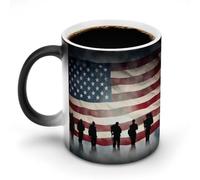 FZMVSQH Tazza da caffè magica con bandiera americana Veterans Day Tazza da caffè personalizzata Cambia colore Sensibile al calore Cambia Tazze da caffè con manico Tazze da 325 ml Divertente tazza in