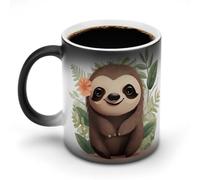 FZMVSQH Tazza da caffè magica con bradipo in stile cartone animato, personalizzata, cambia colore, sensibile al calore, con manico, 325 ml, divertente tazza in ceramica per tè/latte/latte/cacao