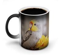 FZMVSQH Tazza da caffè magica con calopsitta, tazza da caffè personalizzata, cambia colore, sensibile al calore, con manico, 325 ml, divertente tazza in ceramica per tè/latte/latte/cacao