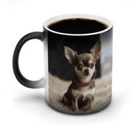 FZMVSQH Tazza da caffè magica con chihuahua, tazza da caffè personalizzata, cambia colore, sensibile al calore, con manico, 325 ml, divertente, in ceramica, per tè, latte, cacao