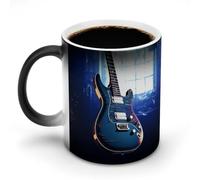 FZMVSQH Tazza da caffè magica con chitarra blu, tazza da caffè personalizzata che cambia colore, sensibile al calore, con manico, 325 ml, tazza in ceramica divertente per tè/latte/latte/cacao