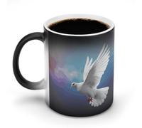 FZMVSQH Tazza da caffè magica con colomba della pace, tazza da caffè personalizzata che cambia colore, sensibile al calore, con manico, 325 ml, divertente tazza in ceramica per tè/latte/latte/cacao