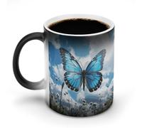 FZMVSQH Tazza da caffè magica con farfalla e nuvole blu tazza personalizzata cambia colore tazza sensibile al calore tazze da caffè con manico 325 ml divertente tazza in ceramica per tè/latte/latte