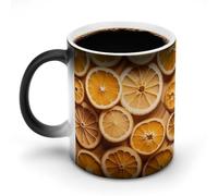 FZMVSQH Tazza da caffè magica con fette arancioni tazze personalizzate che cambiano colore tazza sensibile al calore che cambia tazze da caffè con manico, 325 ml, divertente tazza in ceramica per tè