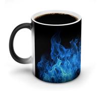 FZMVSQH Tazza da caffè magica con fiamma blu tazze personalizzate che cambiano colore tazza sensibile al calore che cambia tazze da caffè con manico, tazza divertente in ceramica per tè/latte/latte