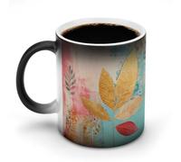 FZMVSQH Tazza da caffè magica con foglie di pesca tazze personalizzate che cambiano colore tazza sensibile al calore che cambia tazze da caffè con manico tazze da 325 ml divertente tazza in ceramica
