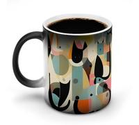 FZMVSQH Tazza da caffè magica con gatto artistico moderno, tazza da caffè personalizzata che cambia colore, sensibile al calore, con manico, 325 ml, divertente tazza in ceramica per tè/latte/latte