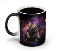 FZMVSQH Tazza da caffè magica con gatto nello spazio tazza da caffè personalizzata cambia colore tazza sensibile al calore che cambia tazze da caffè con manico, 325 ml, divertente tazza in ceramica