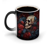 FZMVSQH Tazza da caffè magica con immagine di teschio, tazza da caffè personalizzata che cambia colore, sensibile al calore, con manico, tazza in ceramica divertente per tè/latte/latte/cacao
