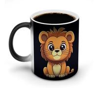 FZMVSQH Tazza da caffè magica con leone in cartone animato, tazza da caffè personalizzata che cambia colore, sensibile al calore, con manico, 325 ml, divertente tazza in ceramica per tè/latte/latte