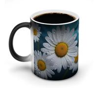 FZMVSQH Tazza da caffè magica con margherita, tazza da caffè personalizzata, cambia colore, sensibile al calore, con manico, 325 ml, divertente tazza in ceramica per tè/latte/latte/cacao