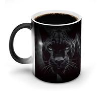 FZMVSQH Tazza da caffè magica con pantera animale, tazza da caffè personalizzata che cambia colore, sensibile al calore, con manico, 325 ml, divertente tazza in ceramica per tè/latte/latte/cacao