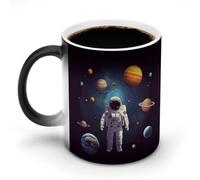 FZMVSQH Tazza da caffè magica con pianeti del sistema solare astronauta tazza personalizzata che cambia colore tazza sensibile al calore che cambia tazze da caffè con manico, 325 ml, divertente tazza