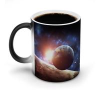 FZMVSQH Tazza da caffè magica con pianeti nello spazio, tazza da caffè personalizzata, cambia colore, sensibile al calore, con manico, 325 ml, tazza in ceramica divertente per tè/latte/latte/cacao