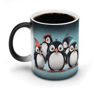 FZMVSQH Tazza da caffè magica con pinguini, tazza da caffè personalizzata, cambia colore, sensibile al calore, con manico, 325 ml, divertente tazza in ceramica per tè/latte/latte/cacao
