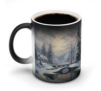 FZMVSQH Tazza da caffè magica con scena invernale sulla neve, tazza da caffè personalizzata che cambia colore, sensibile al calore, con manico, 325 ml, divertente tazza in ceramica per tè/latte/latte
