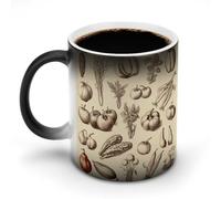 FZMVSQH Tazza da caffè magica con verdure in stile schizzo tazze personalizzate che cambiano colore tazza sensibile al calore che cambia tazze da caffè con manico, 325 ml, divertente tazza in ceramica