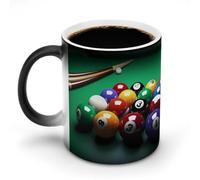 FZMVSQH Tazza da caffè magica da biliardo tazze personalizzate che cambia colore tazza sensibile al calore che cambia tazze da caffè con manico, 325 ml, divertente tazza in ceramica per tè/latte/latte