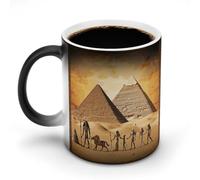 FZMVSQH Tazza da caffè magica dell'antico Egitto, tazza da caffè personalizzata, cambia colore, sensibile al calore, con manico, 325 ml, divertente tazza in ceramica per tè/latte/latte/cacao