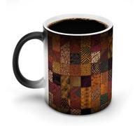 FZMVSQH Tazza da caffè magica in stile africano patchwork tazze personalizzate che cambiano colore tazza sensibile al calore che cambia tazze da caffè con manico, 325 ml, divertente tazza in ceramica