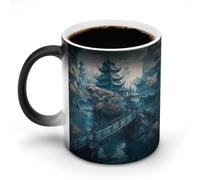 FZMVSQH Tazza da caffè magica in stile asiatico, tazza da caffè personalizzata, cambia colore, sensibile al calore, con manico, 325 ml, tazza in ceramica divertente per tè/latte/latte/cacao