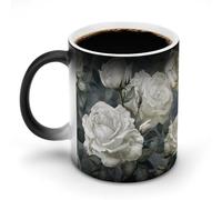 FZMVSQH Tazza da caffè magica in stile grigio e beige tazze personalizzate che cambiano colore tazza sensibile al calore che cambia tazze da caffè con manico, tazza divertente in ceramica per tè/latte