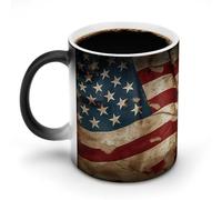 FZMVSQH Tazza da caffè magica vintage con bandiera americana, tazze personalizzate che cambiano colore, sensibile al calore, tazze da caffè con manico, 325 ml, divertente tazza in ceramica per tè